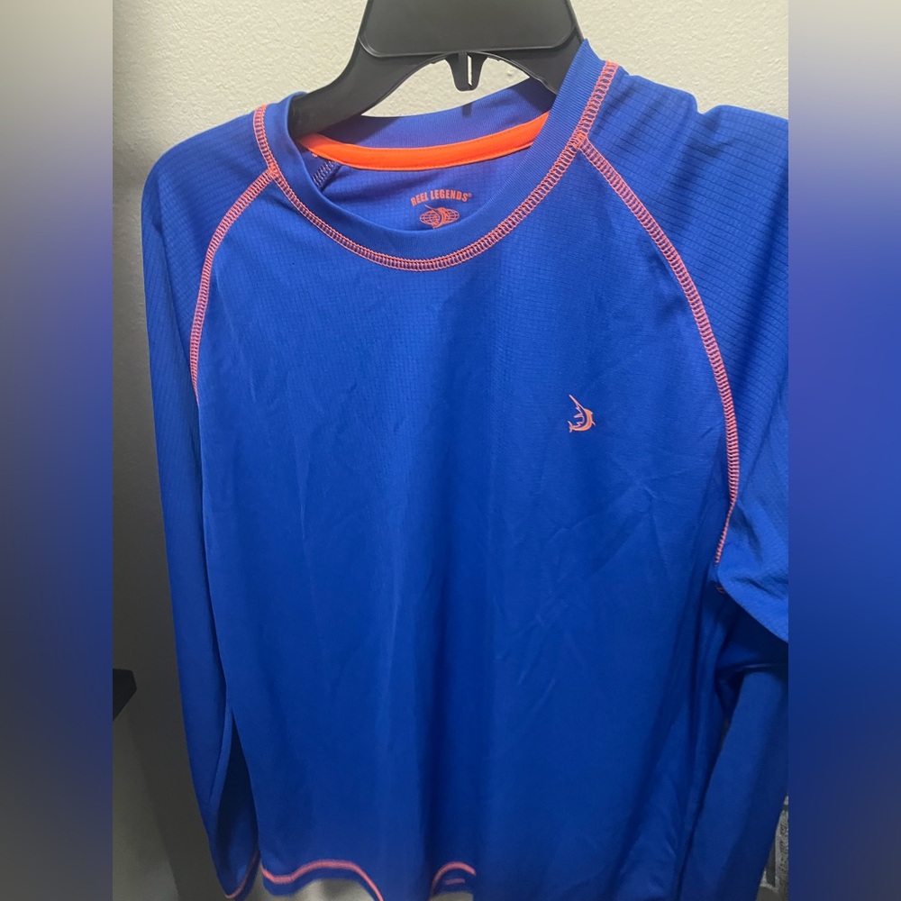 Reel Legends Shirt Mens Small Blue Performance Embroidery